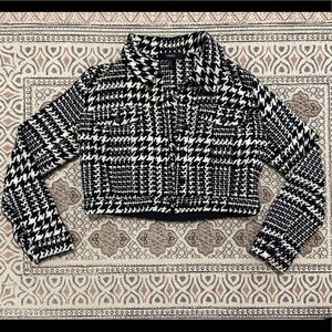 Houndstooth crop jacket